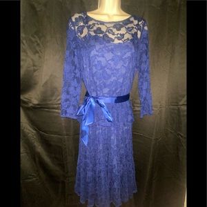 👗 Leslie Fay Dress, Blue Lace  - Size : 10